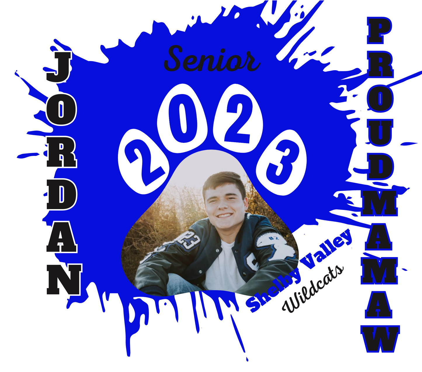 SVHS Class of 2023 Personalized Photo Paw Print Sports Bottle - Proud Mom/Dad/Mawaw/Papaw/Custom personalization available