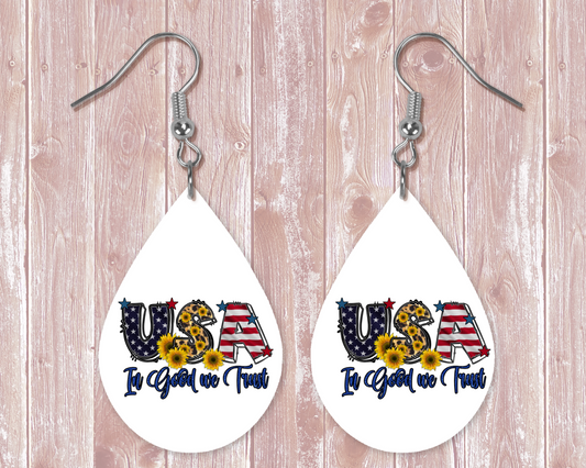 In God We Trust Teardrop Earring