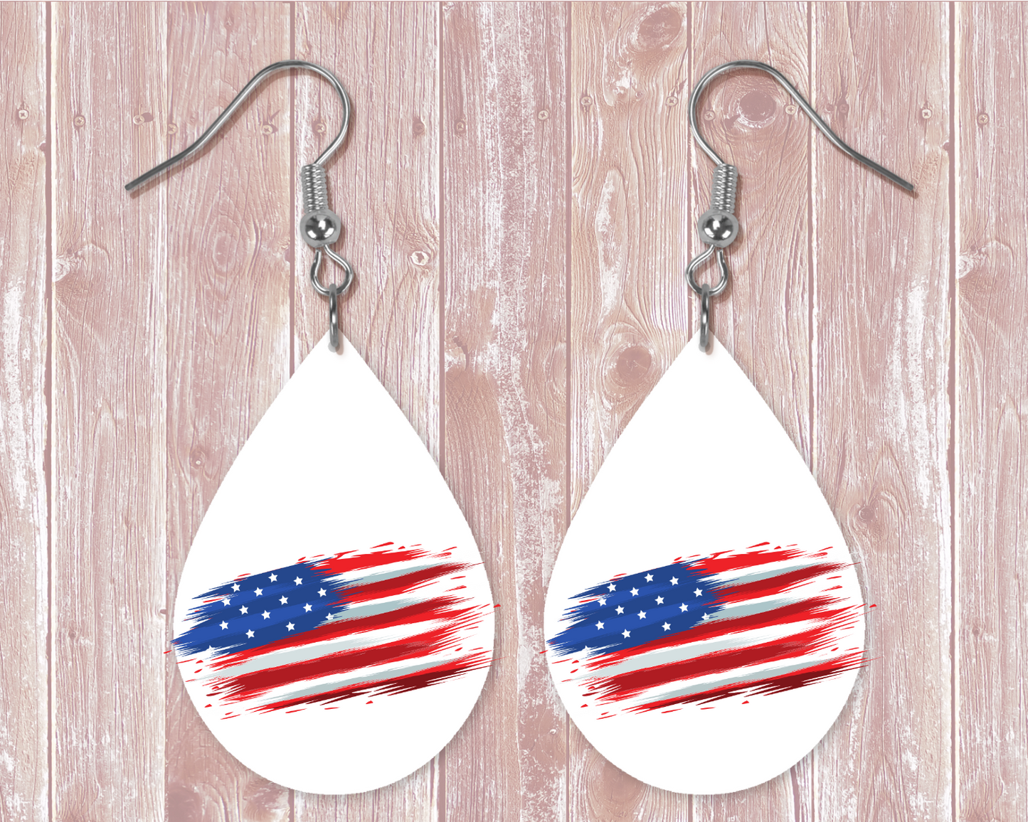 USA Flag D2 Teardrop Earring