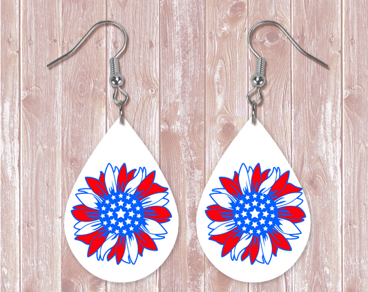 USA Sunflower Teardrop Earring