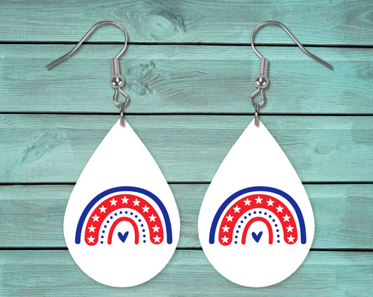 USA Rainbow D2 Teardrop Earring