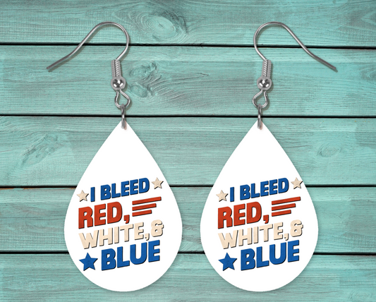 I Bleed Red, White & Blue Teardrop Earring