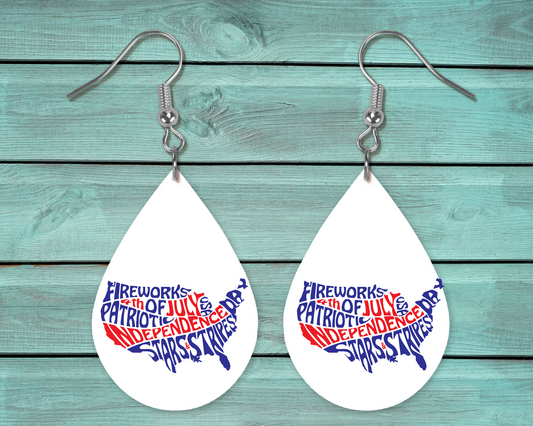 Patriotic USA Teardrop Earring