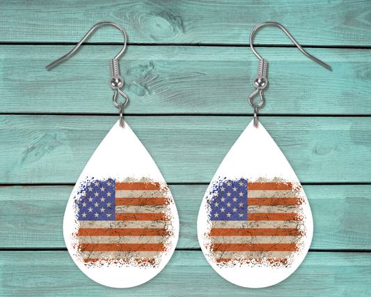 USA Flag D3 Teardrop Earring