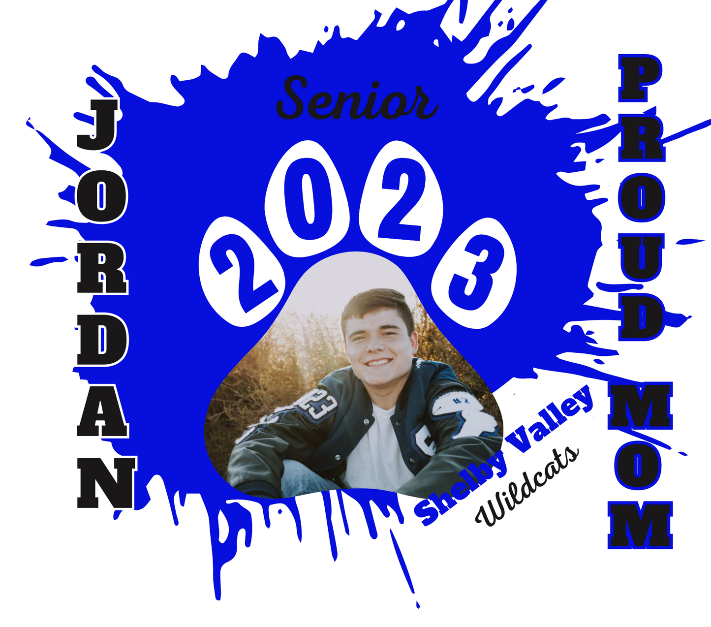 SVHS Class of 2023 Personalized Photo Paw Print Sports Bottle - Proud Mom/Dad/Mawaw/Papaw/Custom personalization available