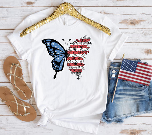 Flag Butterfly T-Shirt (Multiple Colors)