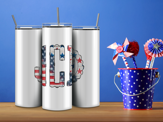 Monogrammed - USA Flag 20oz Tumbler