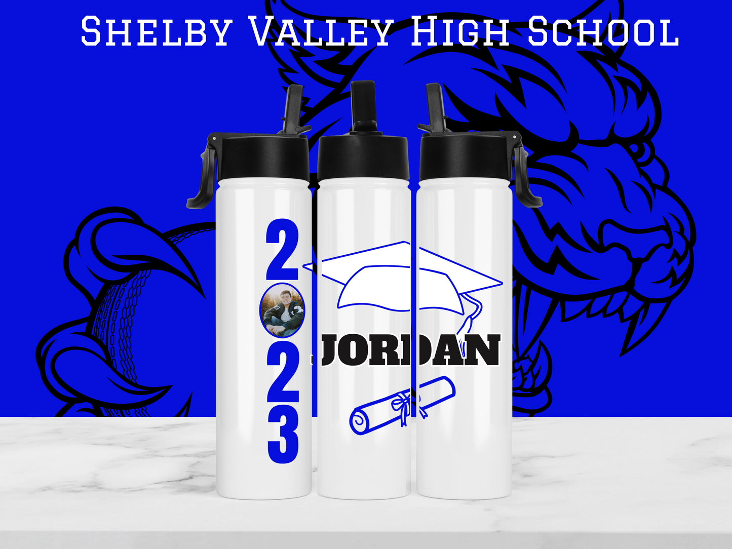 SVHS Class of 2023 Personalized Photo Graduate Sports Bottle - Proud Mom/Dad/Mawaw/Papaw/Custom personalization available