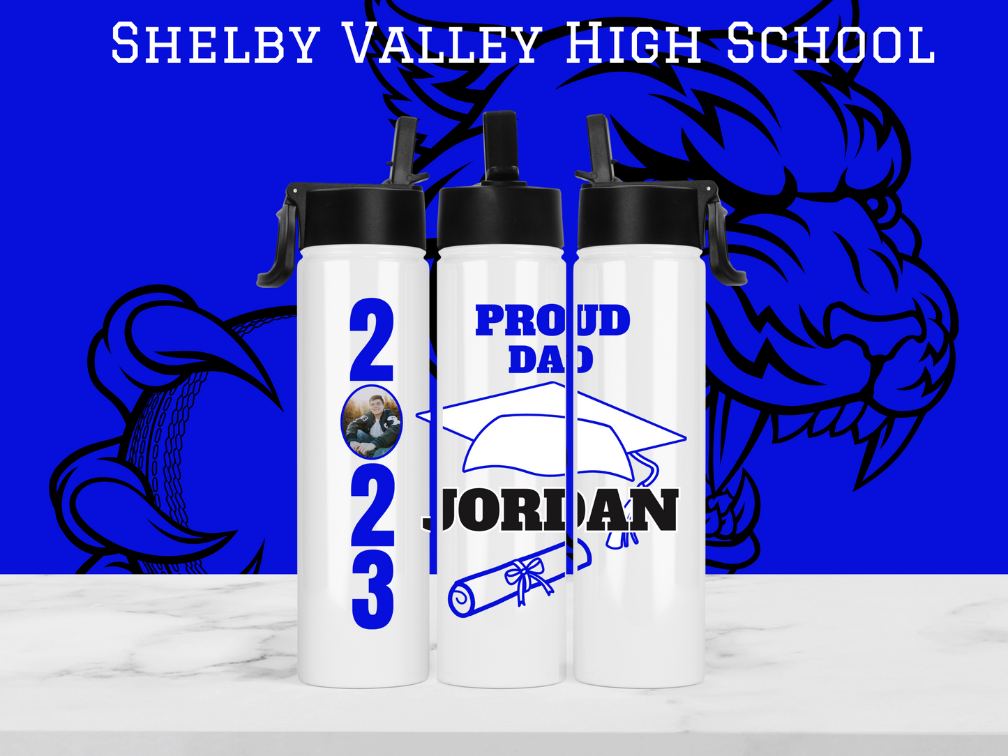 SVHS Class of 2023 Personalized Photo Graduate Sports Bottle - Proud Mom/Dad/Mawaw/Papaw/Custom personalization available