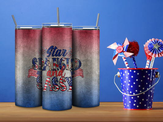 Star Spangled & Sassy- Rustic Red White and Blue 20oz Tumbler