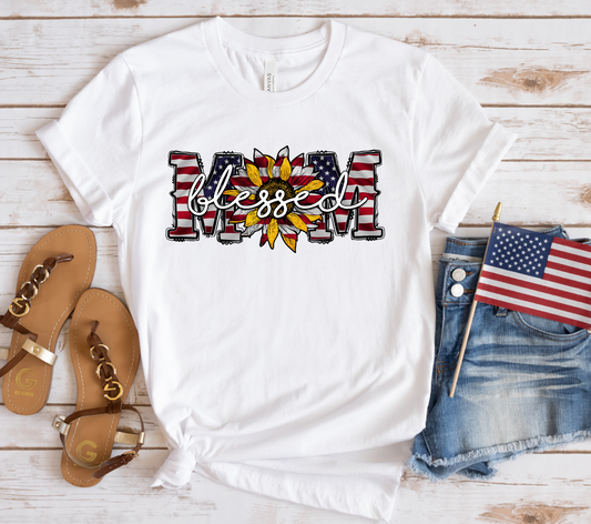 USA Blessed Mom T-Shirt (Multiple Colors)